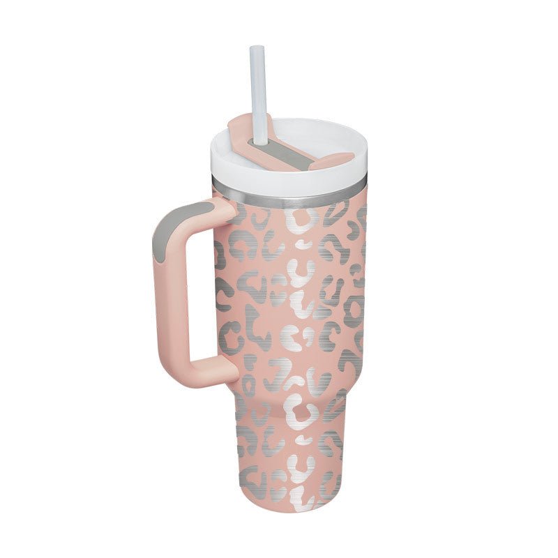 40 Oz Tumbler With Handle Straw Insulated, Stainless Steel Spill Proof Vacuum Coffee Cup Tumbler With Lid Tapered Mug Gifts For Valentine Lover Suitable For Car Gym Office Travel - Trendify Store
