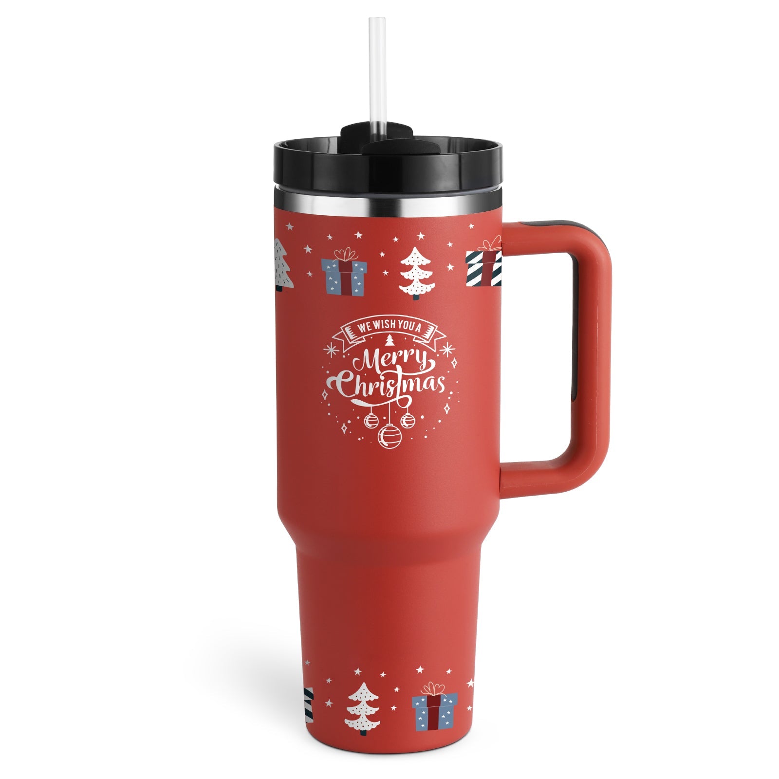 40 Oz Tumbler With Handle Straw Insulated, Stainless Steel Spill Proof Vacuum Coffee Cup Tumbler With Lid Tapered Mug Gifts For Valentine Lover Suitable For Car Gym Office Travel - Trendify Store