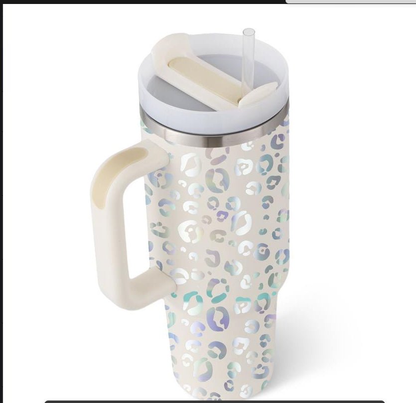 40 Oz Tumbler With Handle Straw Insulated, Stainless Steel Spill Proof Vacuum Coffee Cup Tumbler With Lid Tapered Mug Gifts For Valentine Lover Suitable For Car Gym Office Travel - Trendify Store