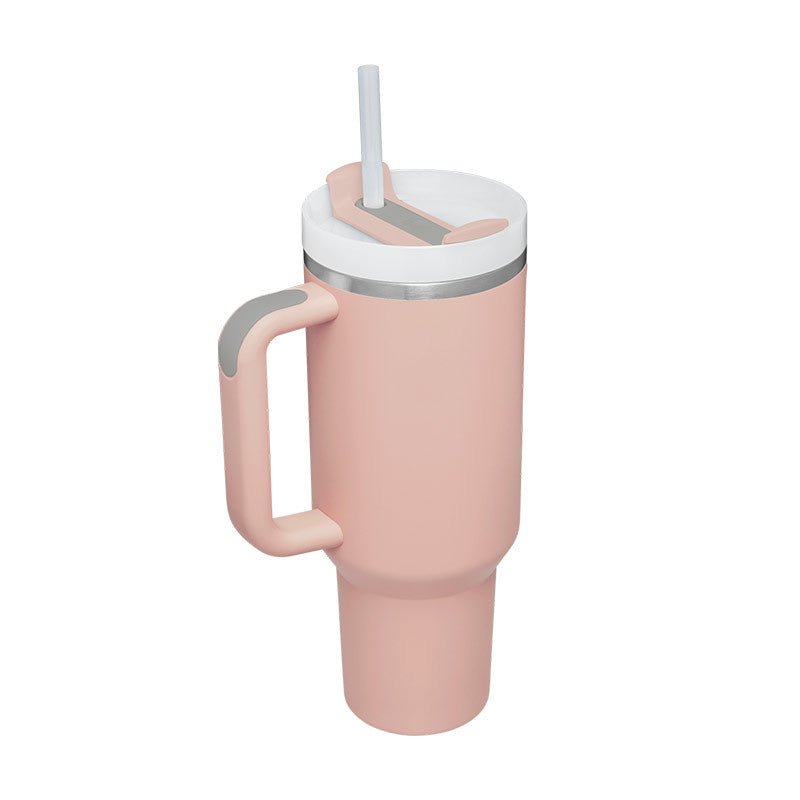 40 Oz Tumbler With Handle Straw Insulated, Stainless Steel Spill Proof Vacuum Coffee Cup Tumbler With Lid Tapered Mug Gifts For Valentine Lover Suitable For Car Gym Office Travel - Trendify Store