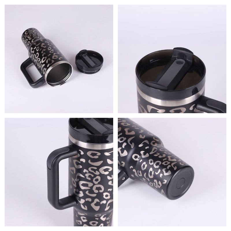 40 Oz Tumbler With Handle Straw Insulated, Stainless Steel Spill Proof Vacuum Coffee Cup Tumbler With Lid Tapered Mug Gifts For Valentine Lover Suitable For Car Gym Office Travel - Trendify Store
