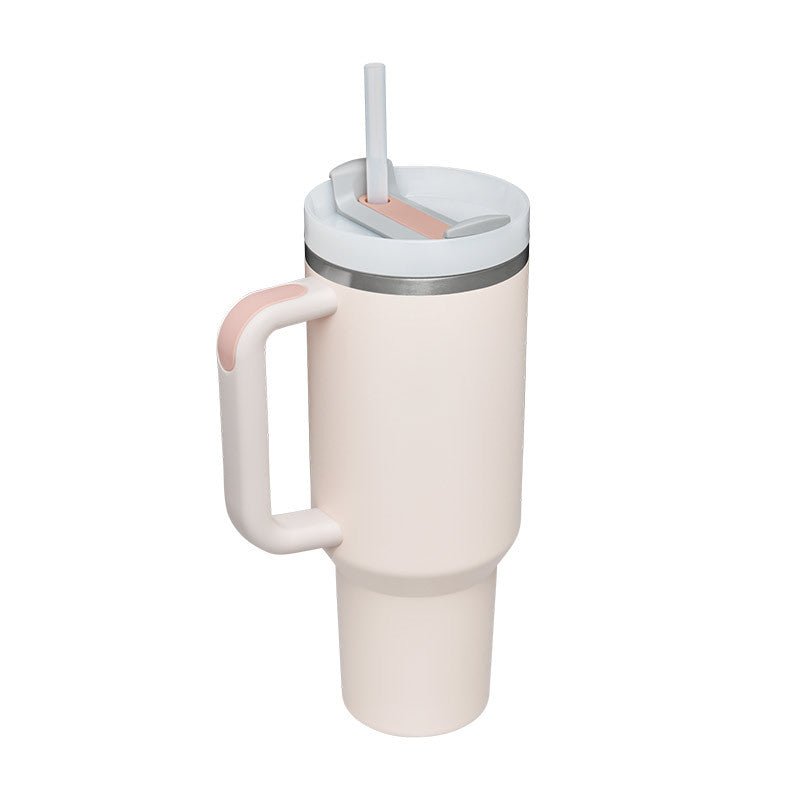 40 Oz Tumbler With Handle Straw Insulated, Stainless Steel Spill Proof Vacuum Coffee Cup Tumbler With Lid Tapered Mug Gifts For Valentine Lover Suitable For Car Gym Office Travel - Trendify Store
