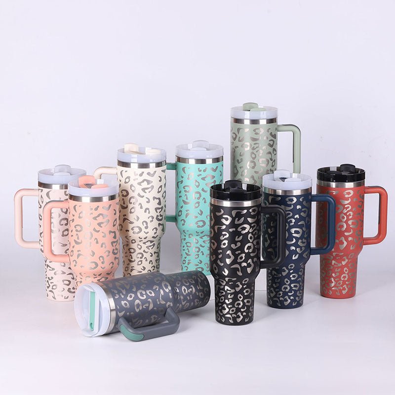 40 Oz Tumbler With Handle Straw Insulated, Stainless Steel Spill Proof Vacuum Coffee Cup Tumbler With Lid Tapered Mug Gifts For Valentine Lover Suitable For Car Gym Office Travel - Trendify Store