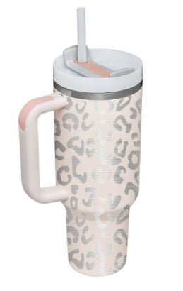 40 Oz Tumbler With Handle Straw Insulated, Stainless Steel Spill Proof Vacuum Coffee Cup Tumbler With Lid Tapered Mug Gifts For Valentine Lover Suitable For Car Gym Office Travel - Trendify Store