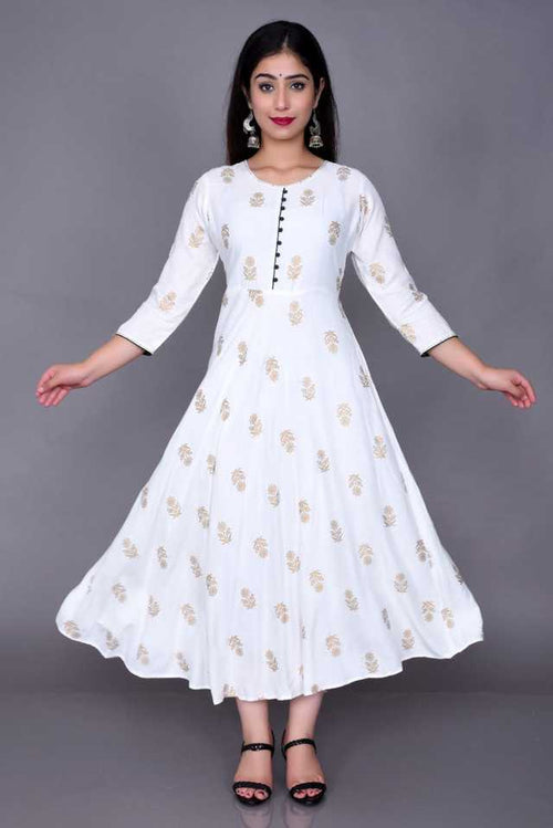 Aman Rayon Kurtis For Women (White, S) - Trendify Store
