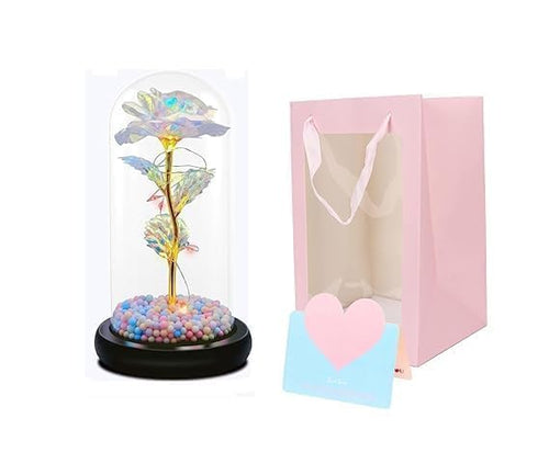 Artificial Tulips in Crystal Box, Galaxy Glass Rose Flower with LED Light Great Gift Ideas for Valentine's Day - Trendify Store
