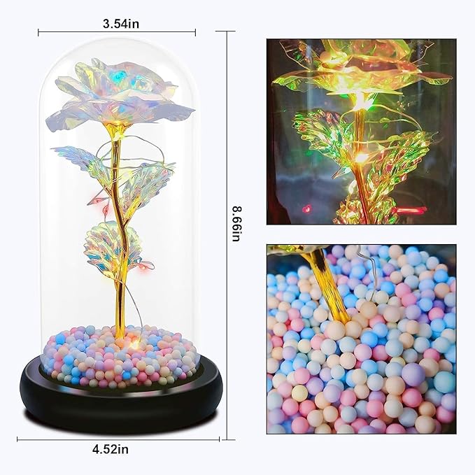 Artificial Tulips in Crystal Box, Galaxy Glass Rose Flower with LED Light Great Gift Ideas for Valentine's Day - Trendify Store