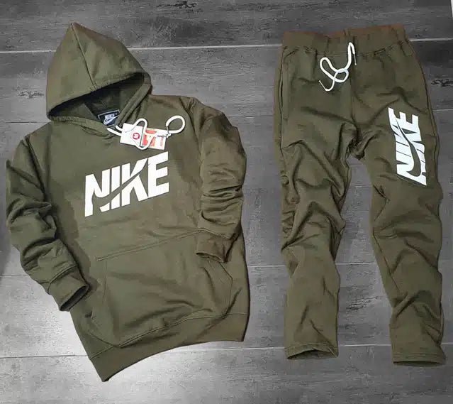 Fleece Hooded Tracksuits for Men (Olive, M) - Trendify Store