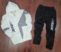 Fleece Printed Tracksuit for Men (White & Black, M) - Trendify Store
