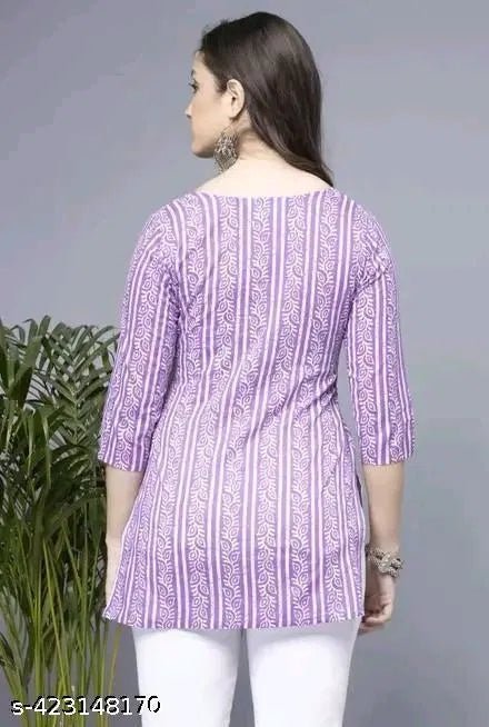 Lavender Short Kurti, Stylish Women's Pure Cotton kurti - Trendify Store