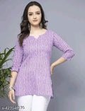 Lavender Short Kurti, Stylish Women's Pure Cotton kurti - Trendify Store