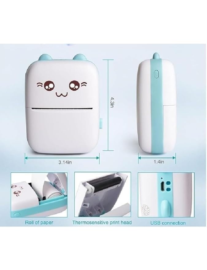 Mini Thermal Printer | Inkless Sticker Printer | USB APP Control Inkless Printer | Wireless Mini Pocket Printer for Labels, Stickers, Photos, Bookmarks, Cards, White - Trendify Store